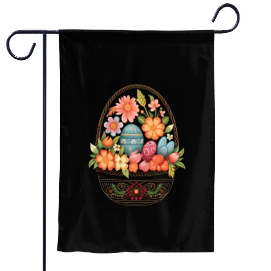 Easter Day Easter Egg Basket Spring Flowers Garden Flags