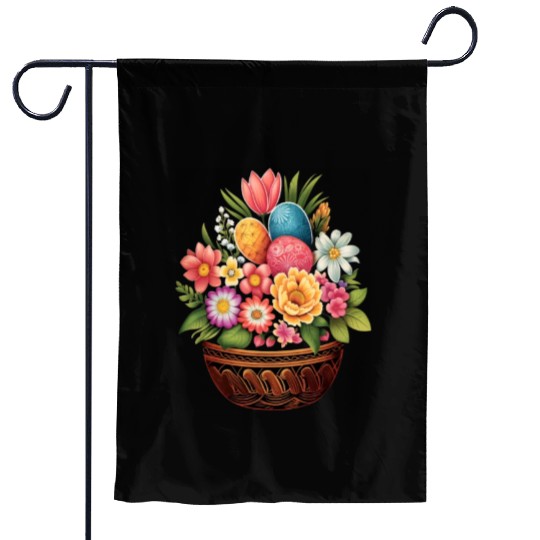 Easter Day Easter Egg Basket Spring Flowers Garden Flags