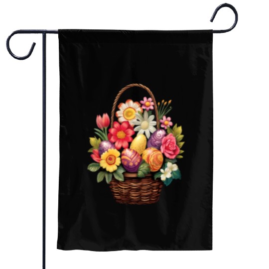 Easter Day Easter Egg Basket Spring Flowers Garden Flags