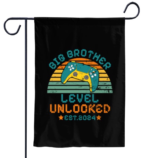 Level Unlocked Vintage Retro Gamer Big Brother Garden Flags