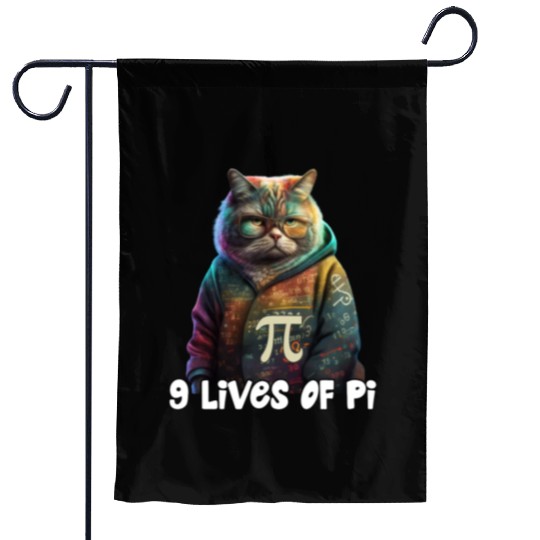 Pi Day Cat Funny Cute Math Science Teacher Cat Garden Flags