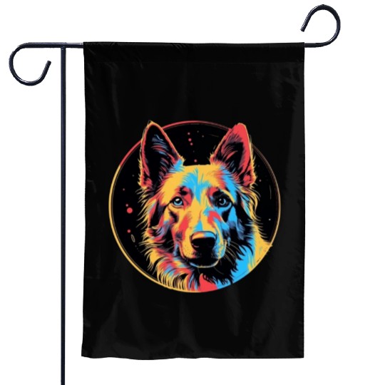 German Shepherd Funny Dog Street Art Comic Pet Garden Flags