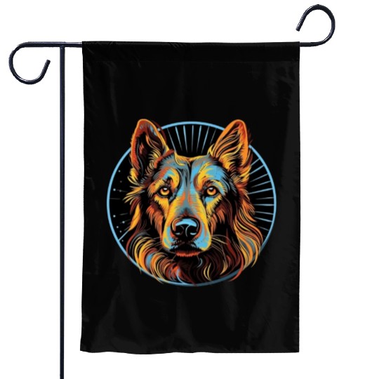 German Shepherd Funny Dog Street Art Comic Pet Garden Flags