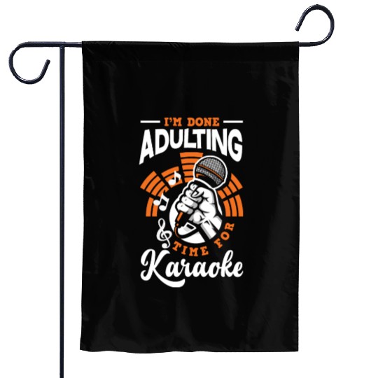 Funny Karaoke Singer Singing Musician Karaoke Gift Garden Flags
