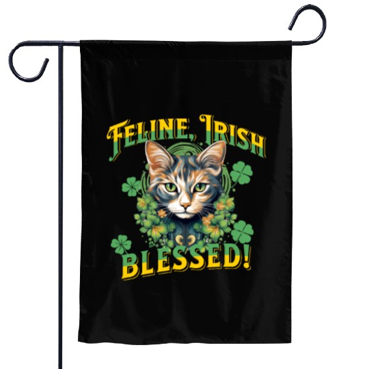 FELINE IRISH BLESSED Feline Kitty Design Garden Flags