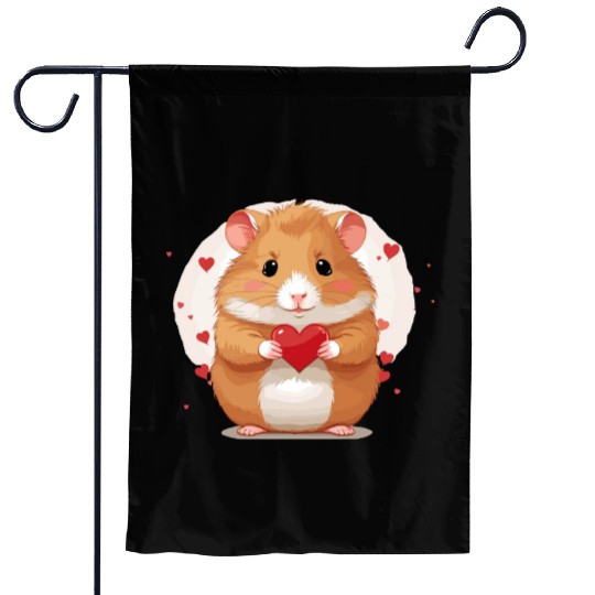 Hamster love heart valentine day motif Garden Flags
