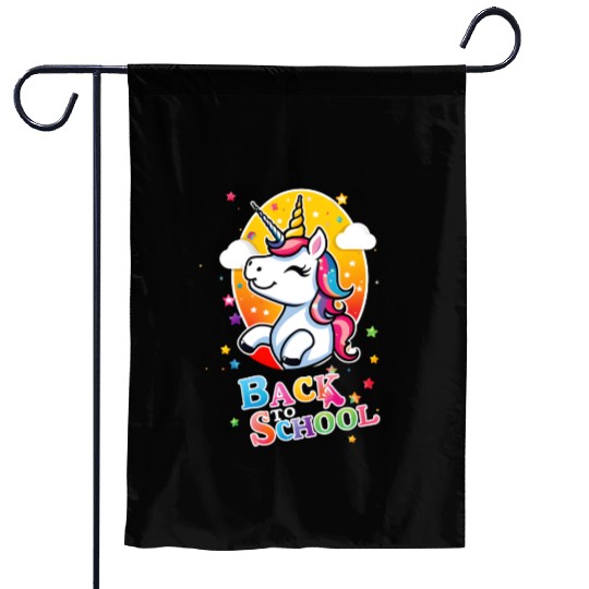 Unicorn Back To School Garden Flags