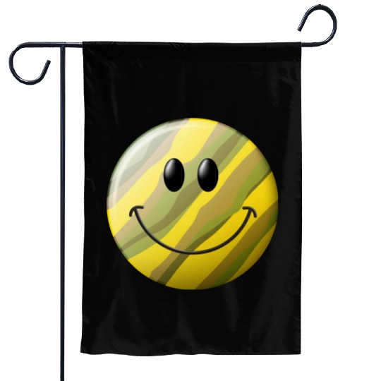 Camo Smiling Happy Face Garden Flags