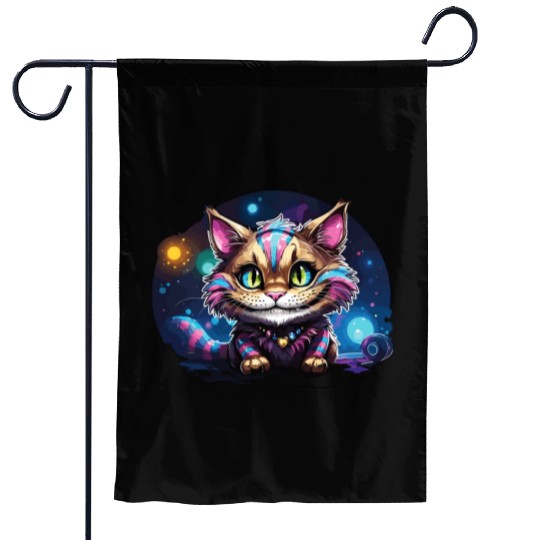 Fantasy Cheshire Cat Smile, Alice in Wonderland Garden Flags