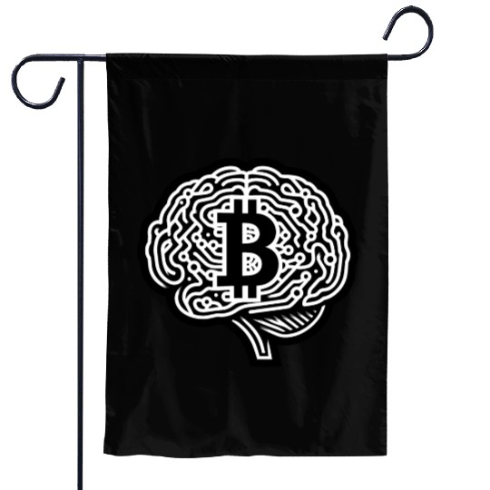 Bitcoin symbol crypto coins brain mindset 3 Garden Flags