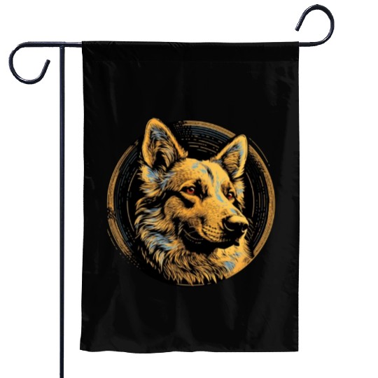 German Shepherd Funny Dog Street Art Comic Pet Garden Flags