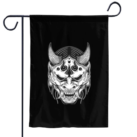 Japanese Devil Skull Mask Art Garden Flags
