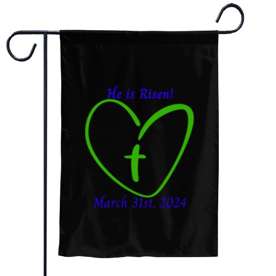 He Is Risen Heart with a Cross; March 31st, 2024 Garden Flags