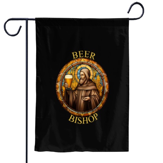 Brewed Blessings: Stained Glass Bishop Garden Flags