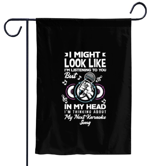 Funny Karaoke Singer Singing Musician Karaoke Gift Garden Flags