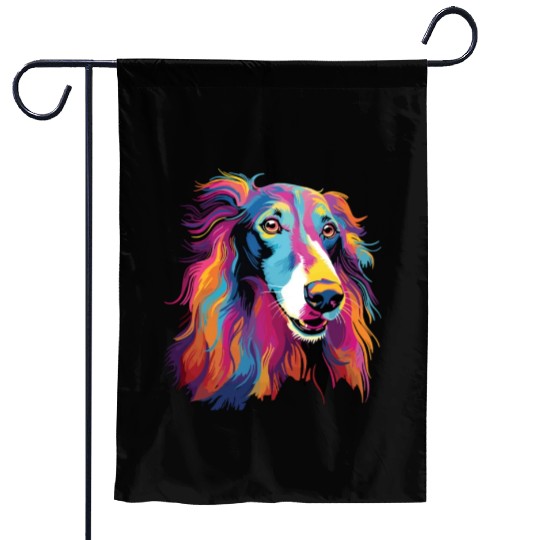 Watercolor Colorful Russian Greyhound Garden Flags