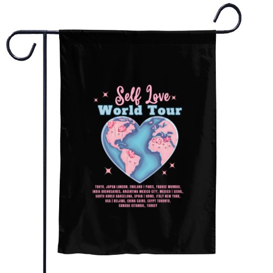 Self Love Club World Tour Retro Positive Aesthetic Garden Flags