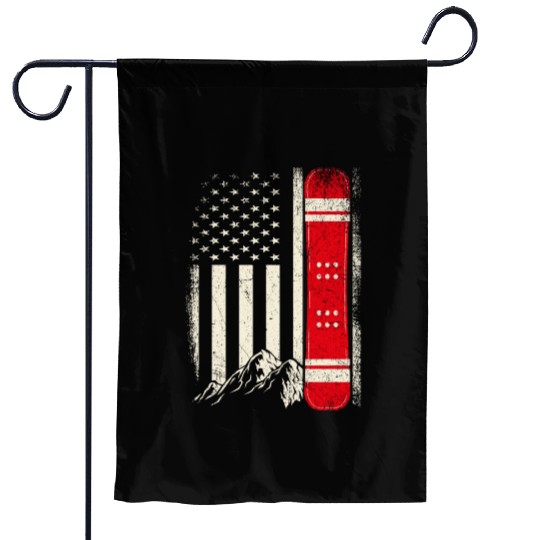 Snowboarding 4th of July Distressed USA Flag Garden Flags
