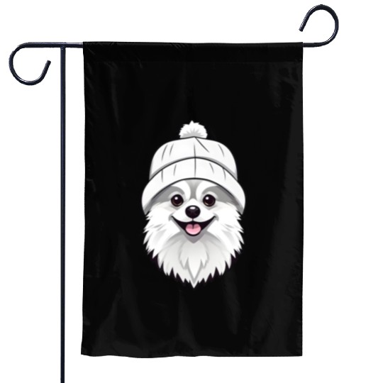 Cute Pomeranian with hat Garden Flags