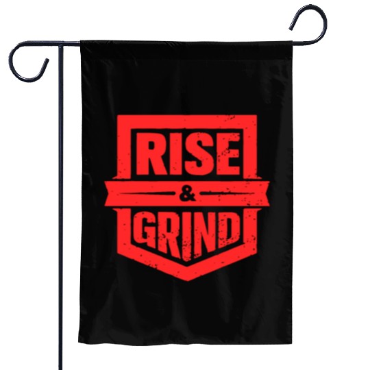 Rise and Grind Gym Typography Design Garden Flags