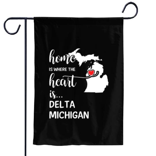Delta County Michigan Is Where My Heart Is Gift Garden Flags