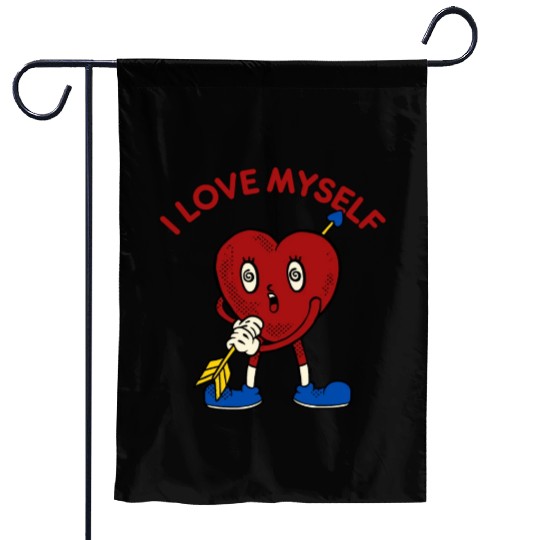 I Love Myself Funny Heart Cupid Arrow Parody Cute Garden Flags