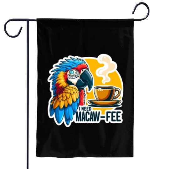 Blue Gold Macaw Macaw-Fee Coffee Lover Garden Flags