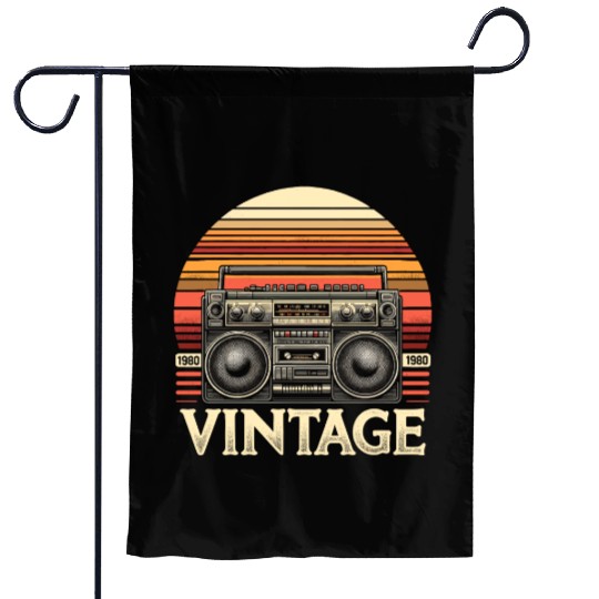 Vintage Boombox Old School 80s Music Retro Garden Flags