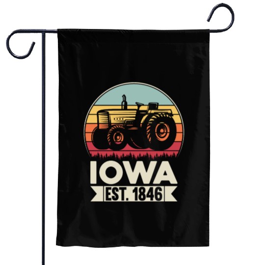 Iowa Vintage Tractor Farmer Gifts Garden Flags
