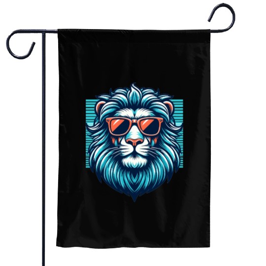 Chill Monarch - Lion with Sunglasses Retro Garden Flags