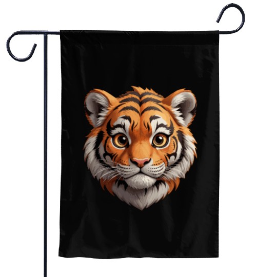 Whimsical Wild Cub - Playful Tiger Garden Flags