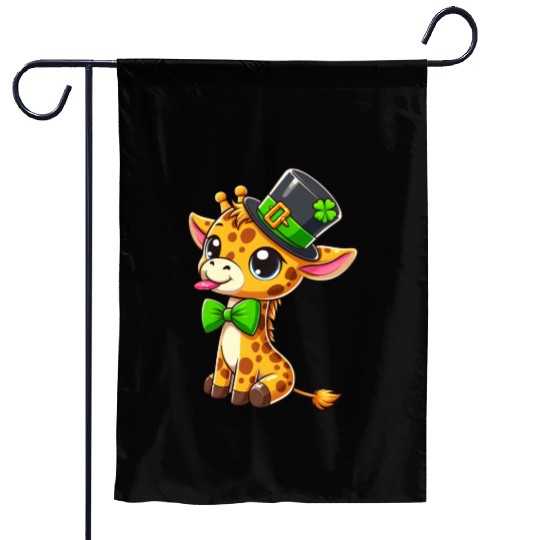 St. Patrick's Day Giraffe: Cute Kawaii Style Garden Flags