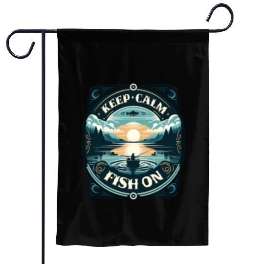 Serene Fisherman's Sunrise - Keep Calm and Fish On Garden Flags