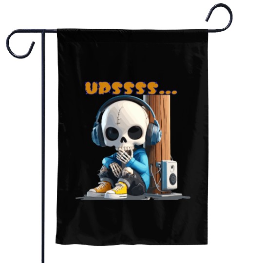 Chillin’ Skeleton DJ Garden Flags