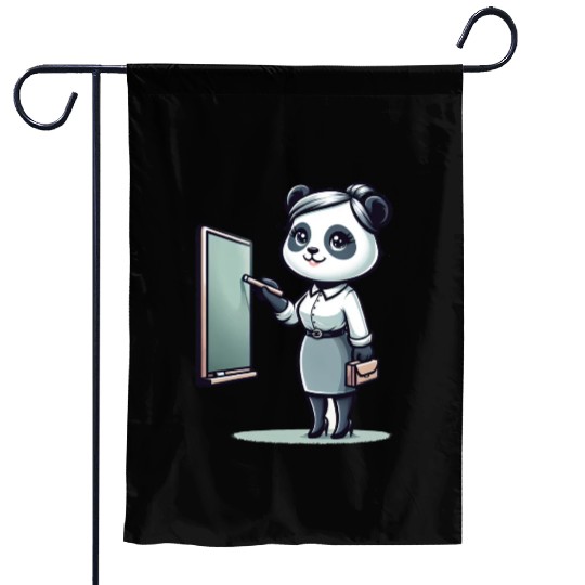 Cute Panda Teacher Garden Flags