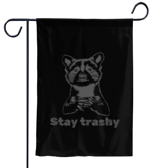 Funny Stay Trashy Possum Raccoon Vintage Street Garden Flags