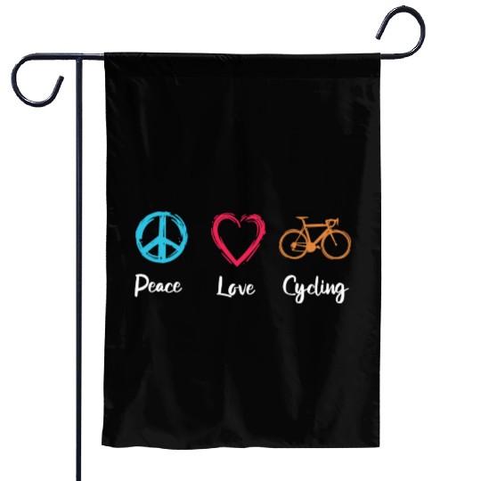 Peace Love Cycling Garden Flags