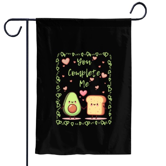 You Complete Me a cute kawaii avocado and toast Garden Flags