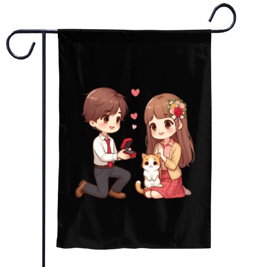 A Man proposing beautiful girl on Valentine s day Garden Flags