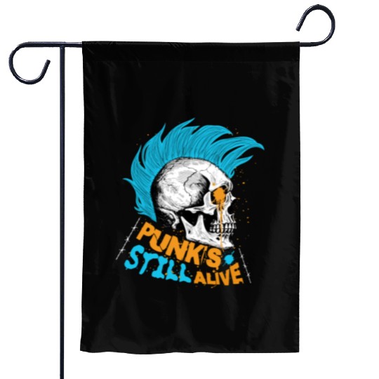 Punk's still alive - gift skull punk rock man teen Garden Flags