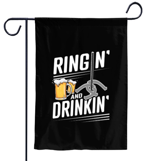 Ringin And Drinkin Horseshoe Pitching Garden Flags