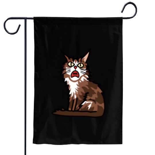 Maine Cat - Grumpy or Surprised Expression Garden Flags