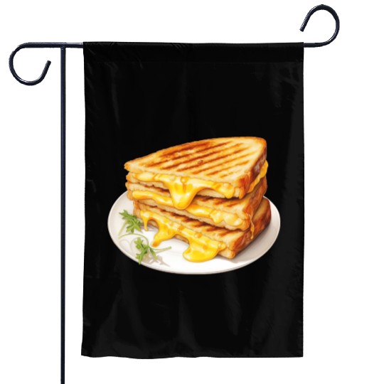 Plate of Grilled Cheese Sandwich Garden Flags