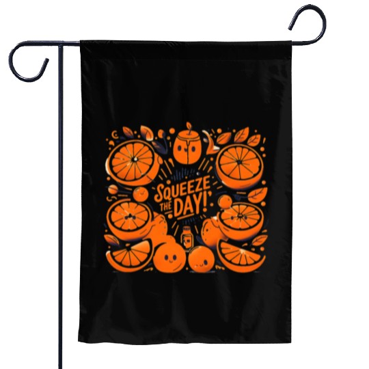 Orange: Squeeze the day! Garden Flags