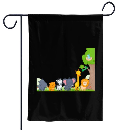 Multi zoo animals lion giraf elephant Garden Flags