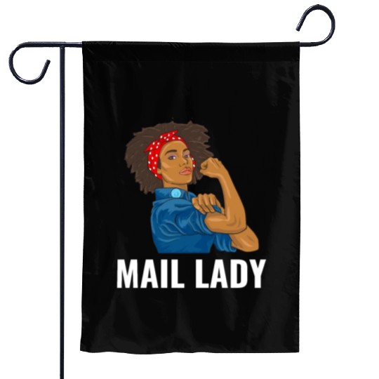 African American Postal Worker Mail Lady Funny Garden Flags