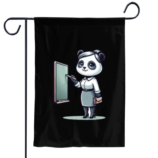 Cute Panda Teacher Garden Flags