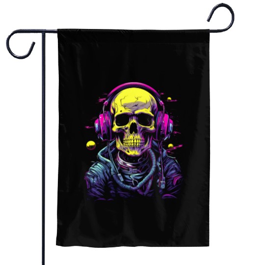 Skull DJ Astronaut Space Sci-Fi Planet Galaxy Garden Flags