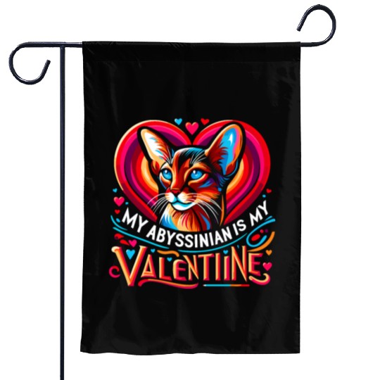 Abyssinian Cat Love Cute Valentine's day design Garden Flags