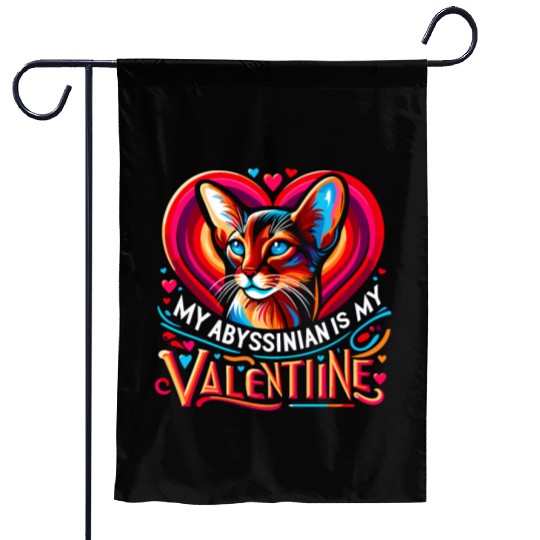 Abyssinian Cat Love Cute Valentine's day design Garden Flags
